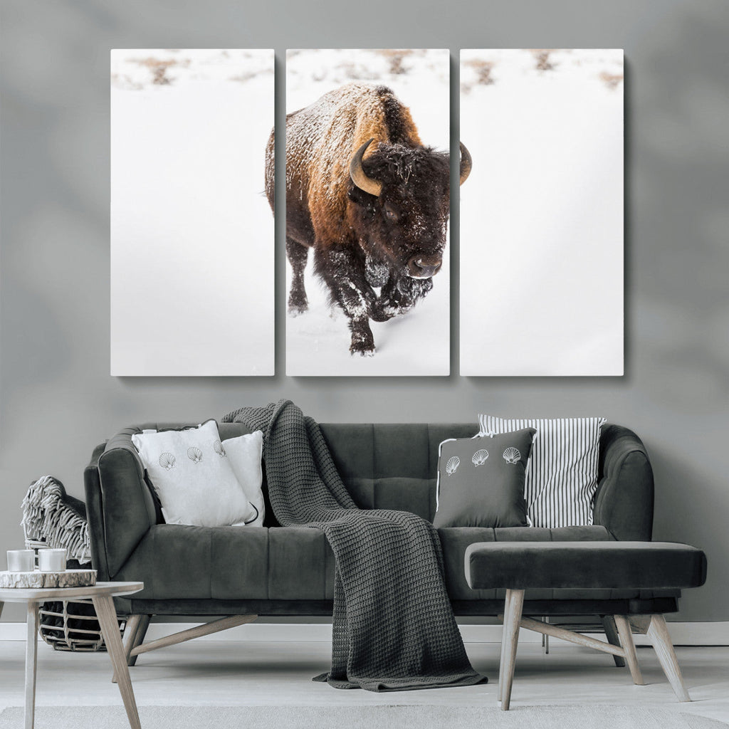 Bison Winter Wall Art Canvas Print For Farmhouse Decor