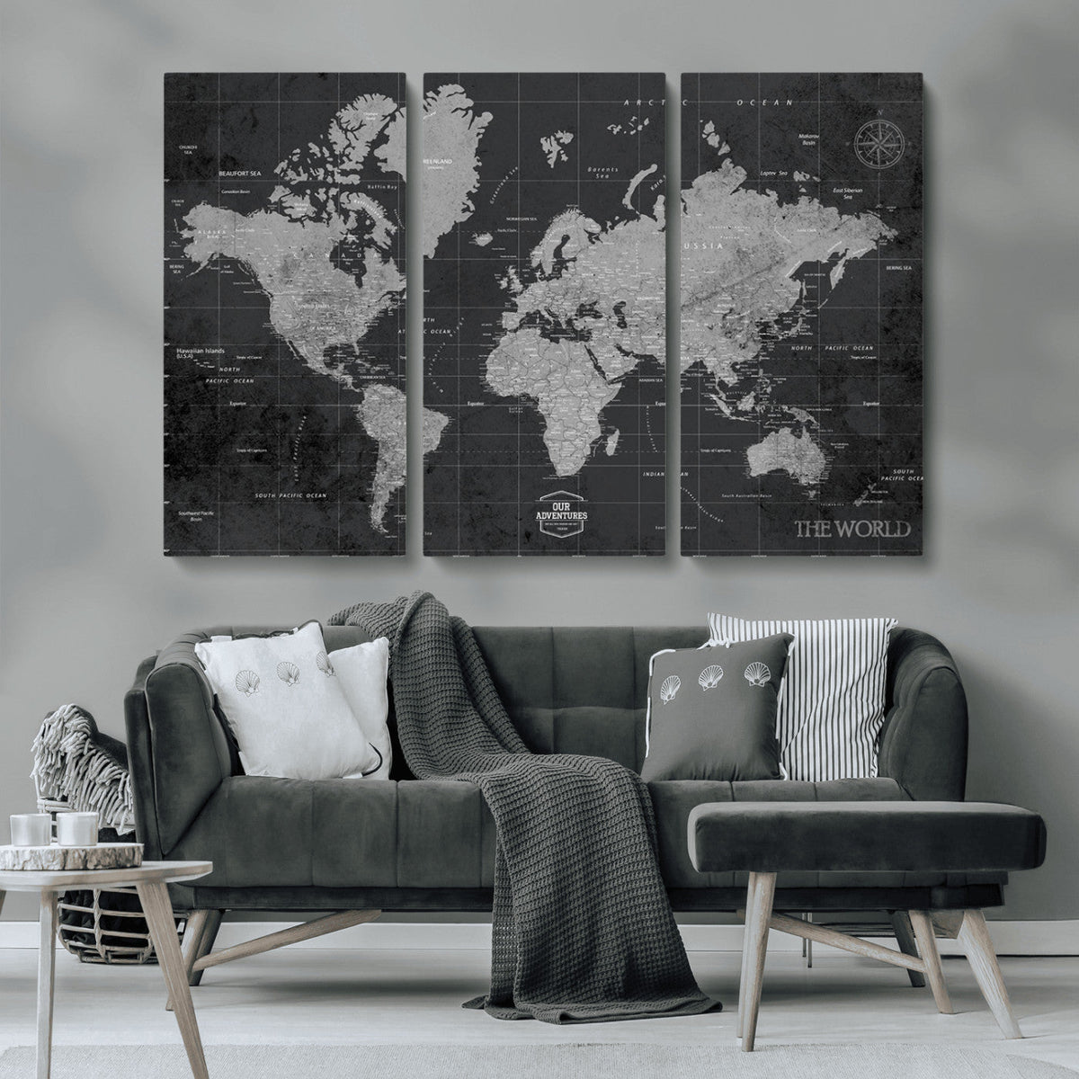 World Map Canvas Print, Detailed Map of the World Wall Art for Home or Office