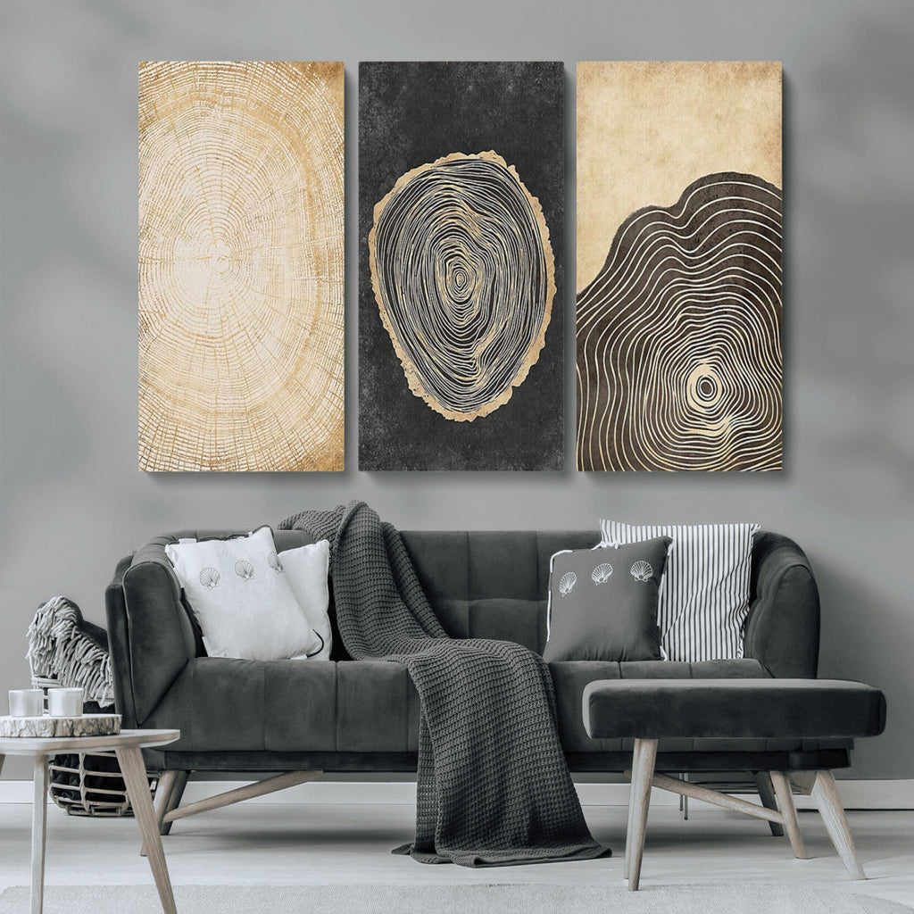 Tree Rings Canvas Wall Art Print, Minimalist Natural History in Modern Decor