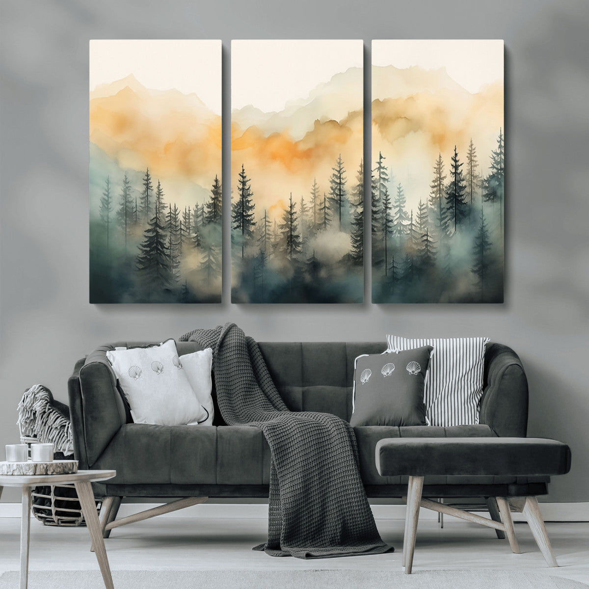 Abstract Forest Print | Mountain Wall Art | Autumn Landscape Canvas Print
