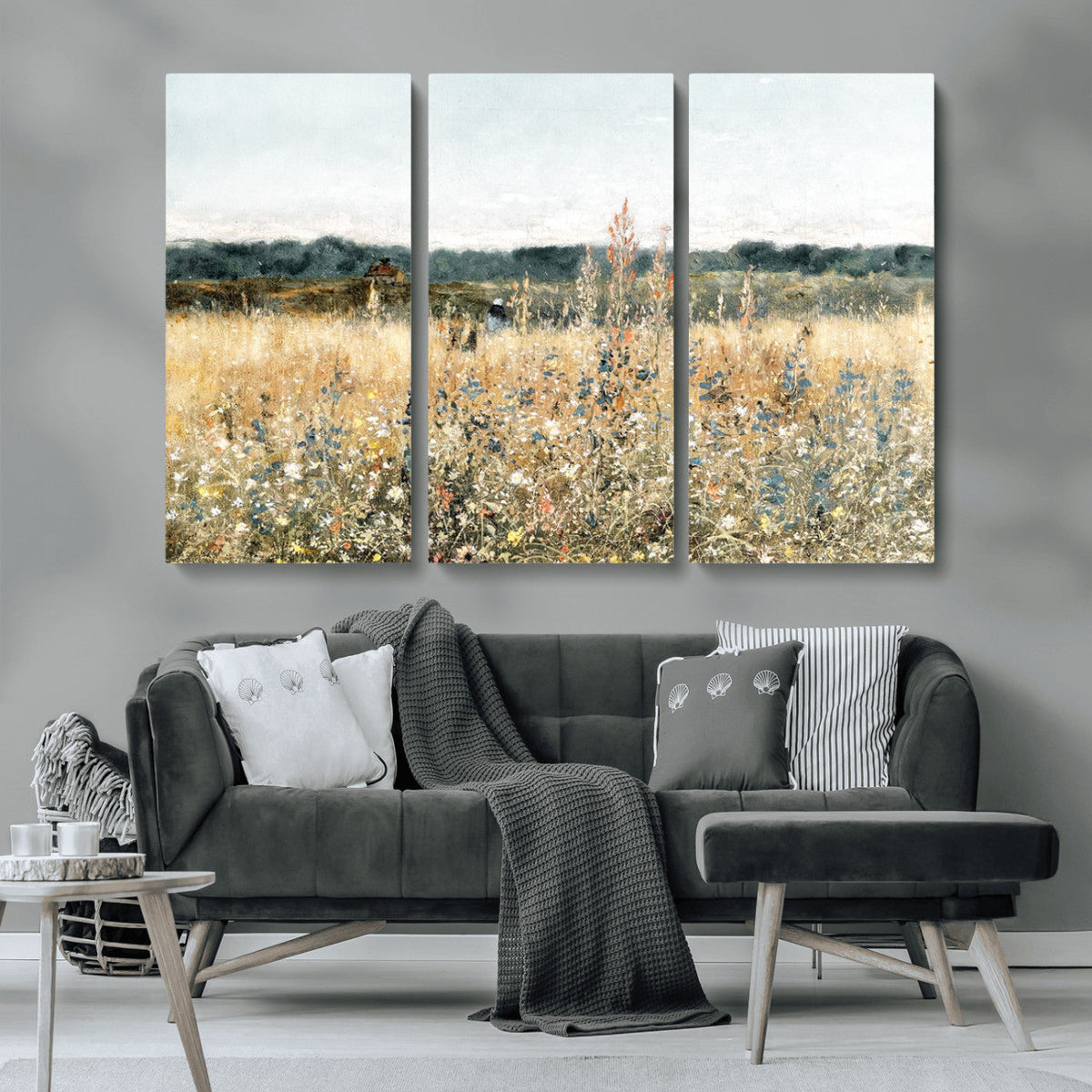 Wildflower Field Wall Art Canvas | Nature-Inspired Landscape Canvas Print for Living Room or Office