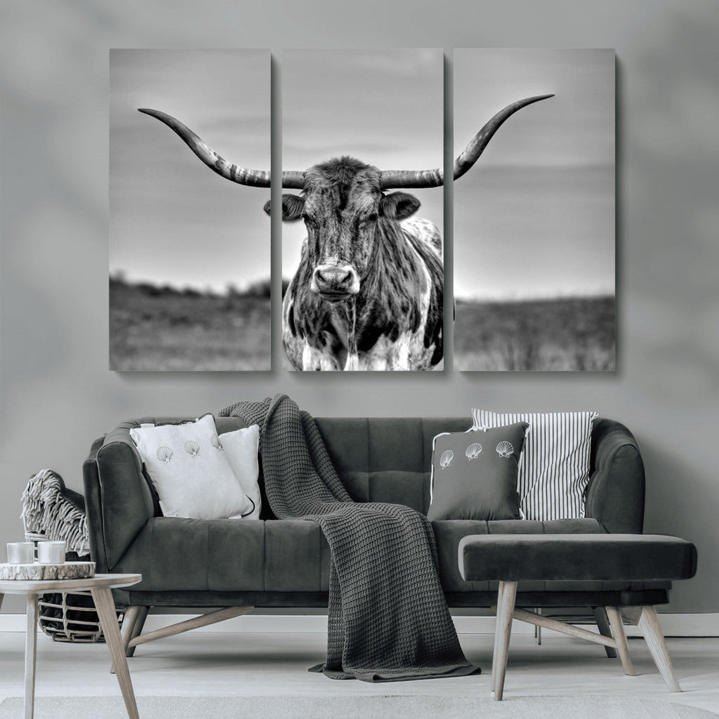 Texas Longhorn Cow Wall Art, Texas Longhorn Canvas, Cattle