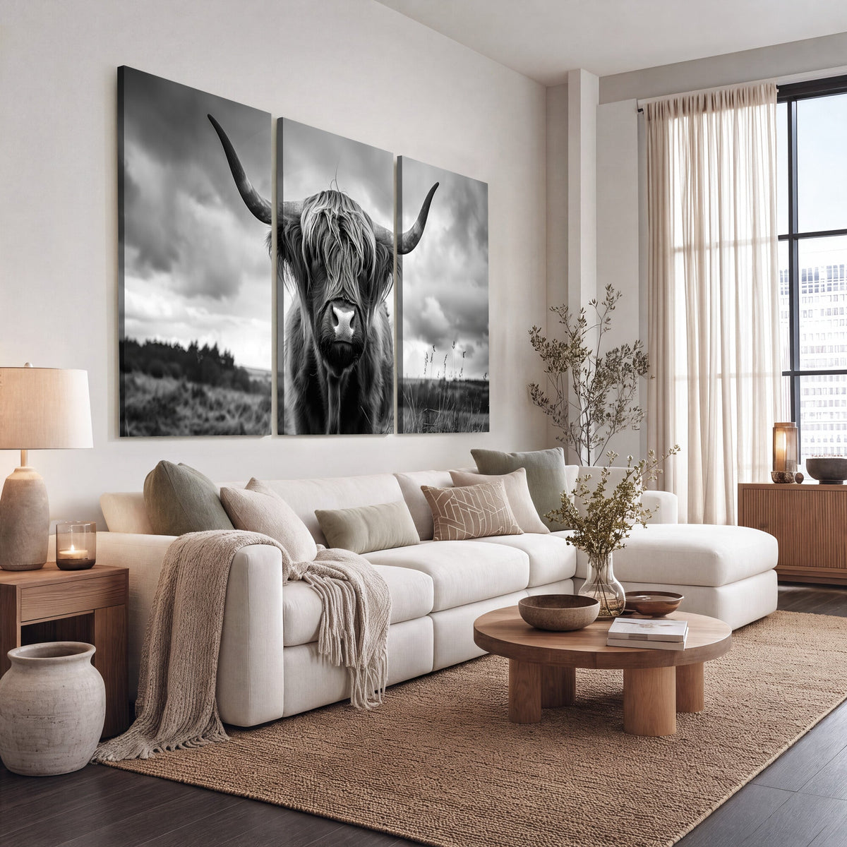 Scottish Cow Wall Art Canvas Print, Longhorn Wall Art