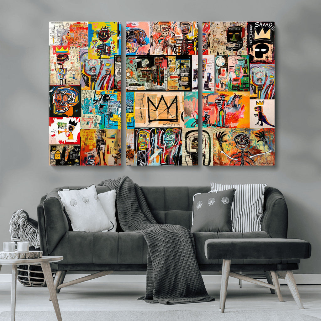 Abstract Art Collage Wall Art Canvas Print, Urban Graffiti Style