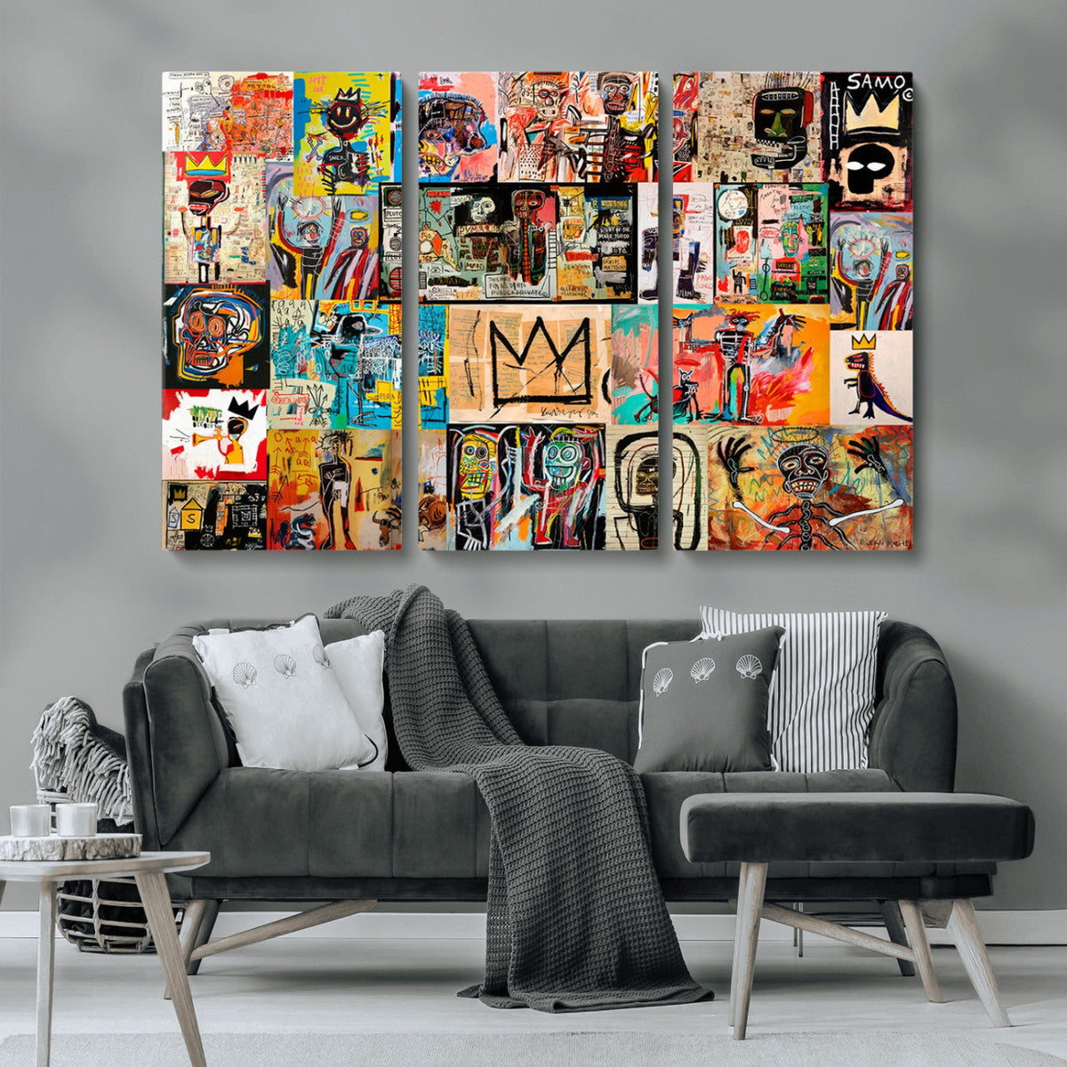 Abstract Art Collage Wall Art Canvas Print, Urban Graffiti Style