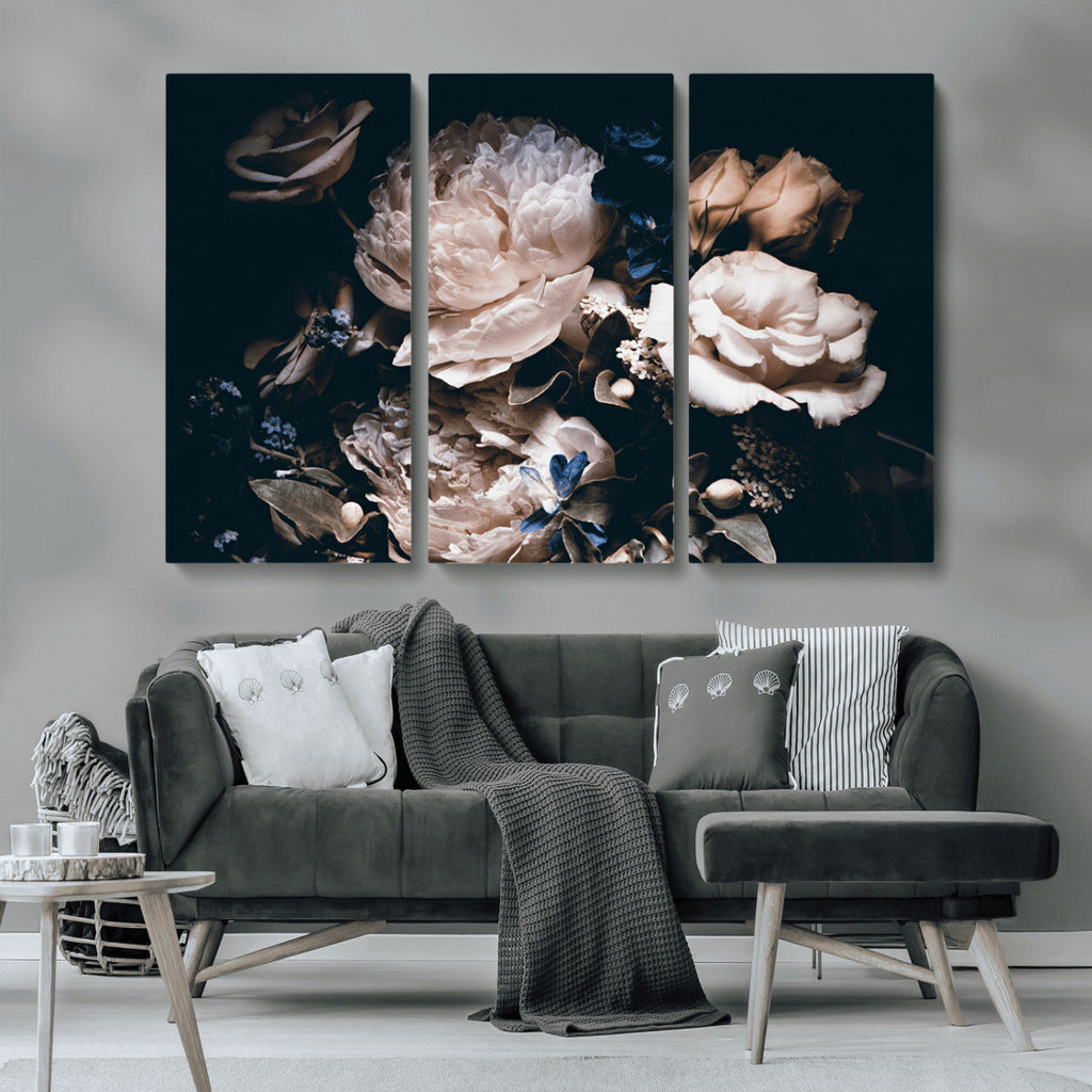 Pink Peonies Flowers Large Canvas Art Print