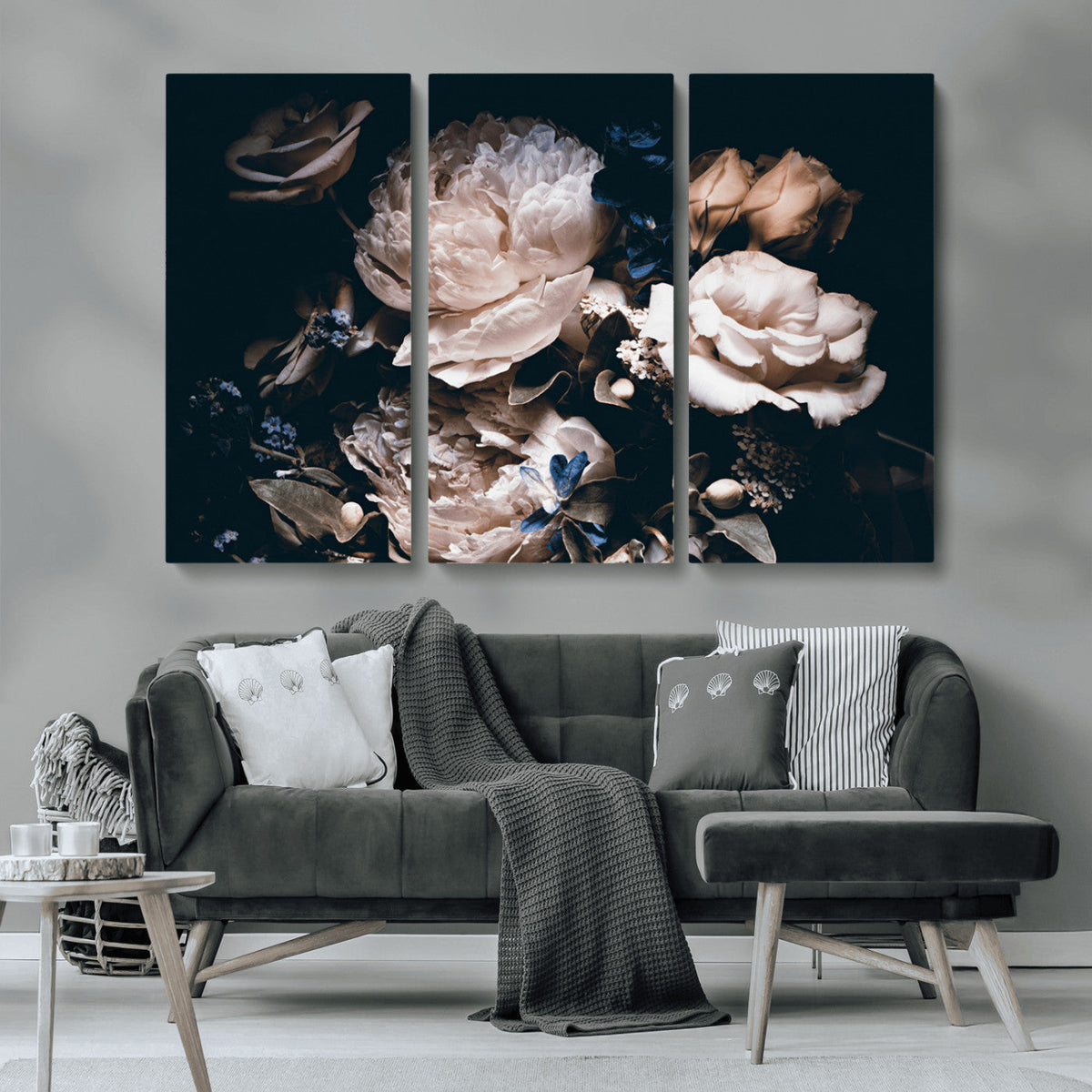 Pink Peonies Flowers Large Canvas Art Print