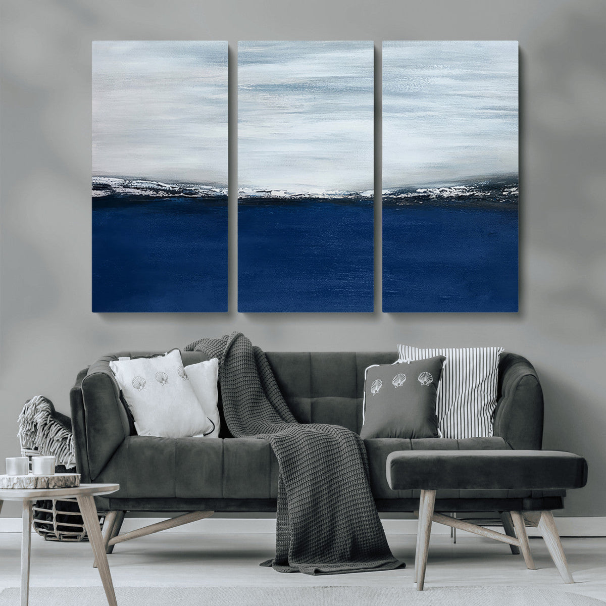 Navy Blue Abstract Wall Art Canvas Print