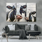 Vintage Baby and Mom Cattle Wall Art Canvas Print