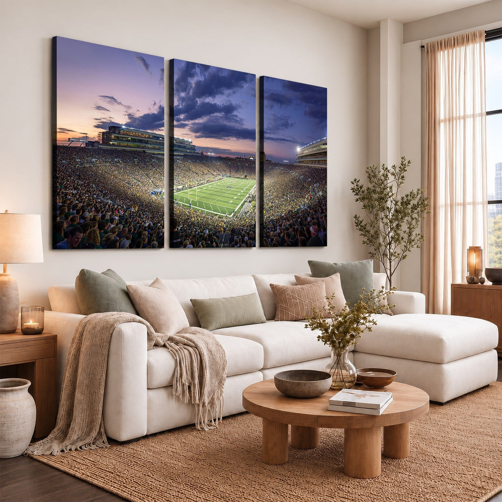 Notre Dame Fighting Irish Football Team Print, Notre Dame Stadium Wall Art Canvas Print