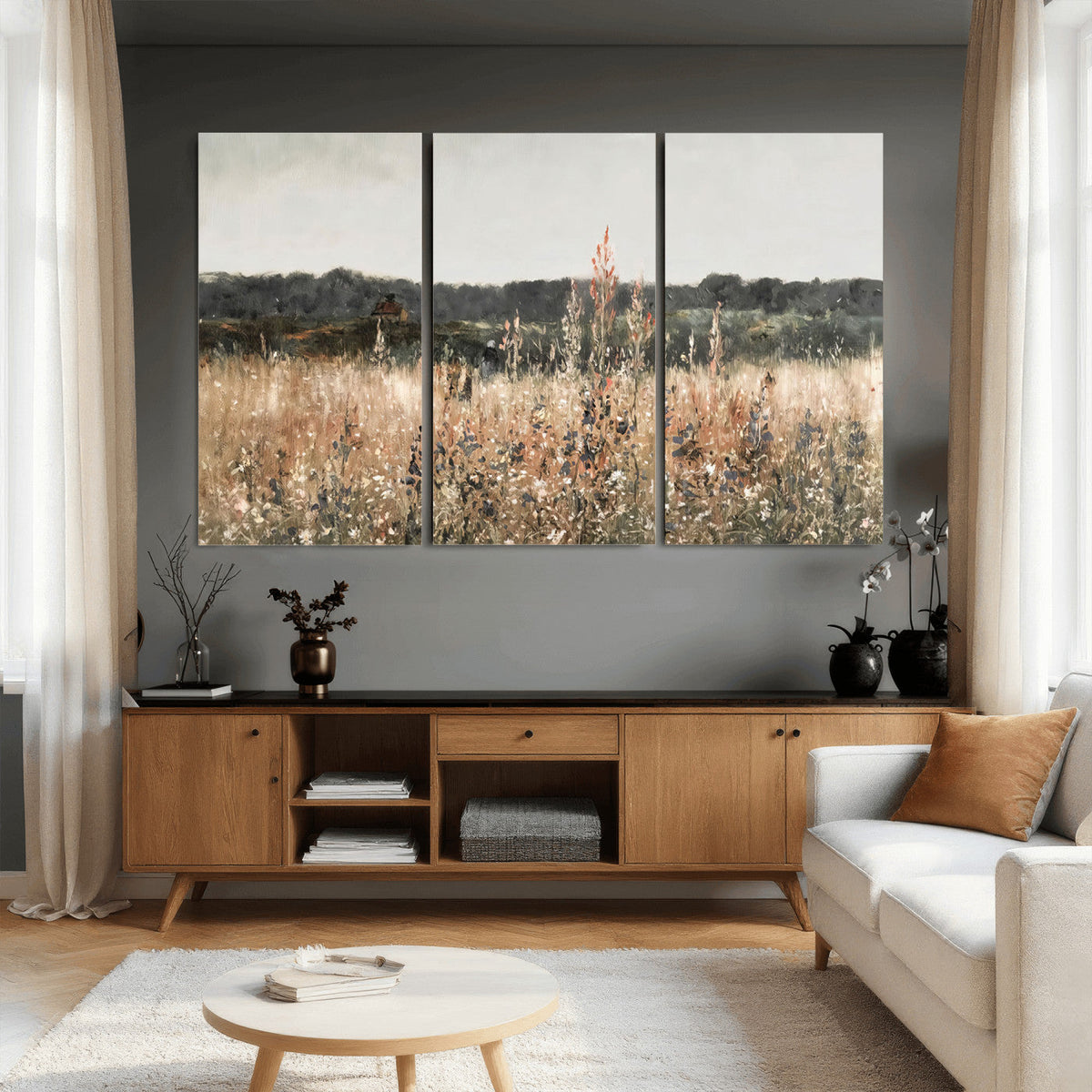 Rustic Field Landscape Wall Art Print, Giclee Canvas Wall Art