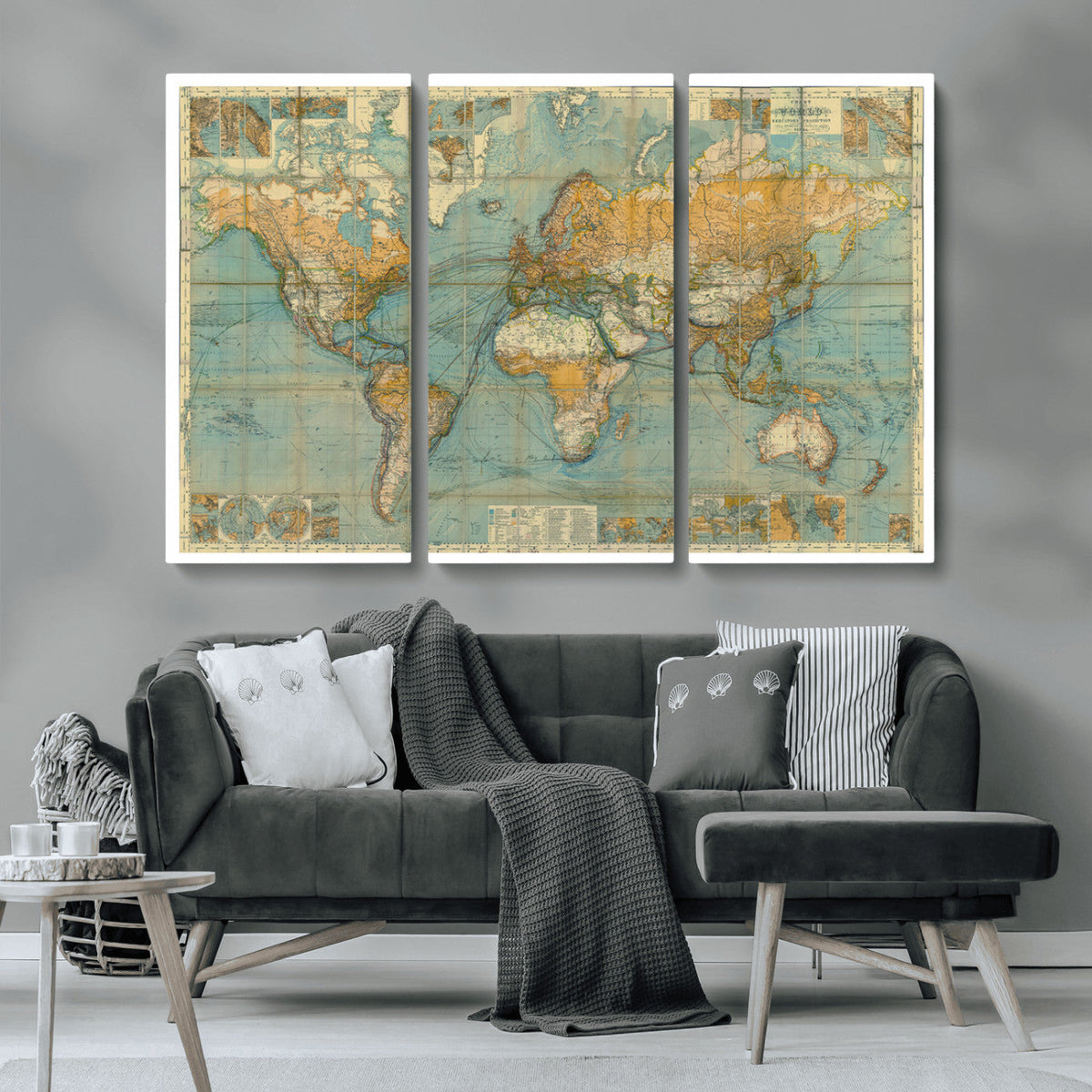 Push Pin World Map Canvas Print | Travel Tracker Wall Art for Couples