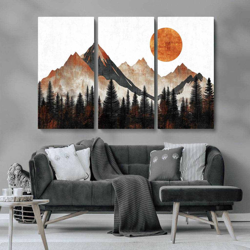 Modern Abstract Mountain Canvas Wall Art Print