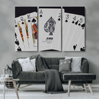 Poker Wall Art - Playing Cards Canvas Wall Art Print - Ace of Spades and Royal Flush Design