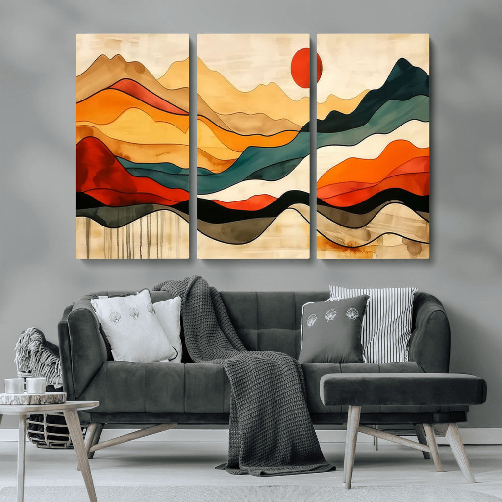 Abstract Mountain Wall Art | Framed Colorful Landscape Canvas