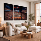 Texas Stadium Night Game Wall Art Canvas Print, Vibrant Football Fireworks Scene