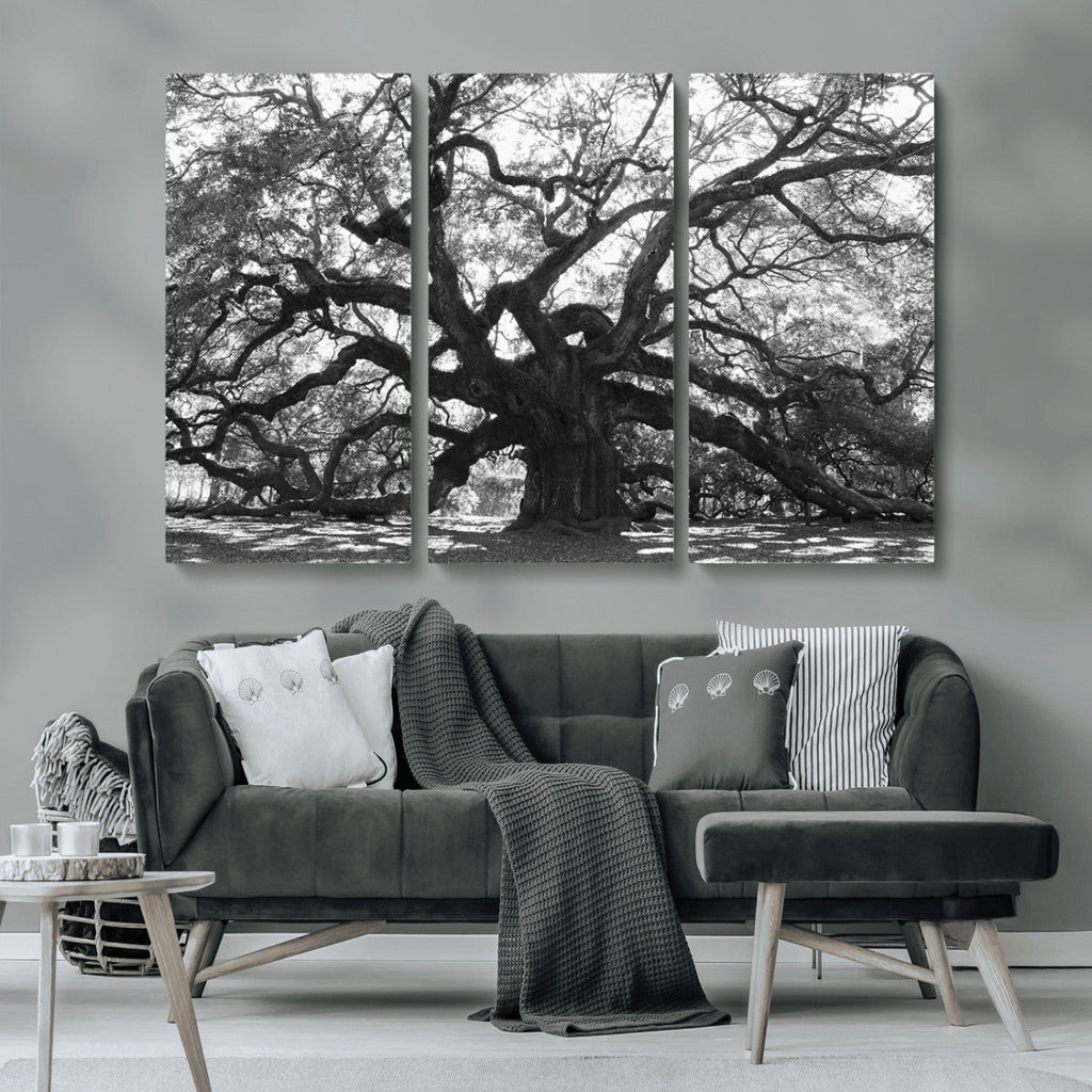 Ancient Oak Wall Art Canvas Print | Gnarled Tree with Twisted Branches