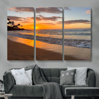 Tropical Beach Wall Art | Framed Sunset Ocean Canvas