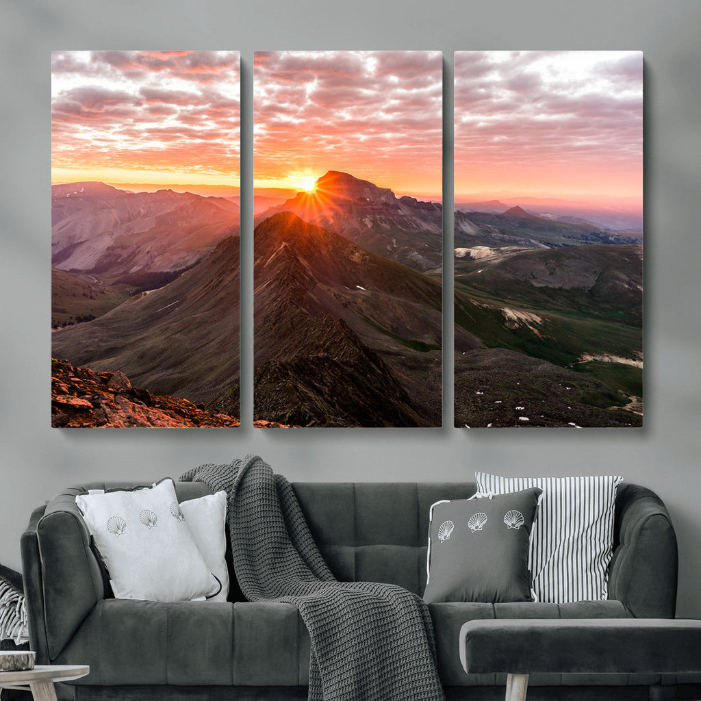 Mountain Sunrise Wall Art | Framed Alpine Ridge Canvas