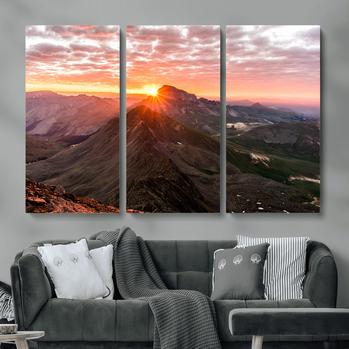 Mountain Sunrise Wall Art | Framed Alpine Ridge Canvas