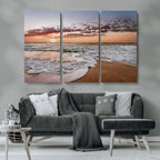Ocean Sunset Wall Art Canvas Print | Sandy Shore and Gentle Waves