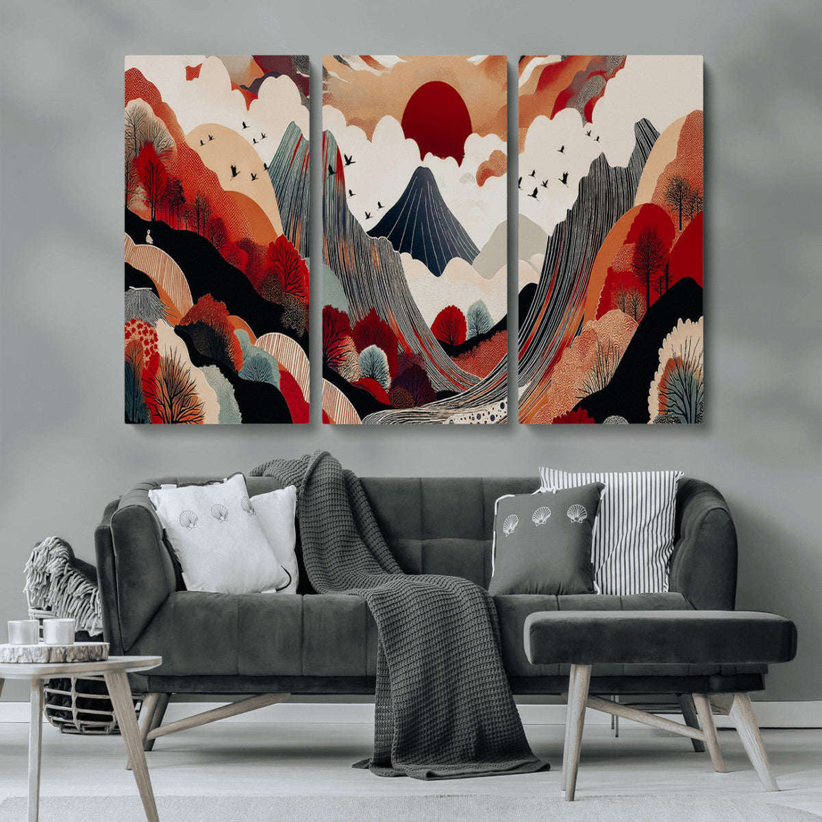 Abstract Mountain Wall Art Canvas Print | Vibrant Stylized Landscape