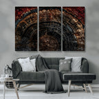 Dark Wood Ring Wall Art Canvas Print, Framed Abstract Tree Slice Print, Rustic Wood Grain Decor