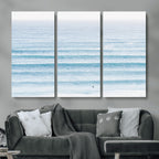 Ocean Wave Surfer Wall Art | Framed Minimal Seascape Canvas
