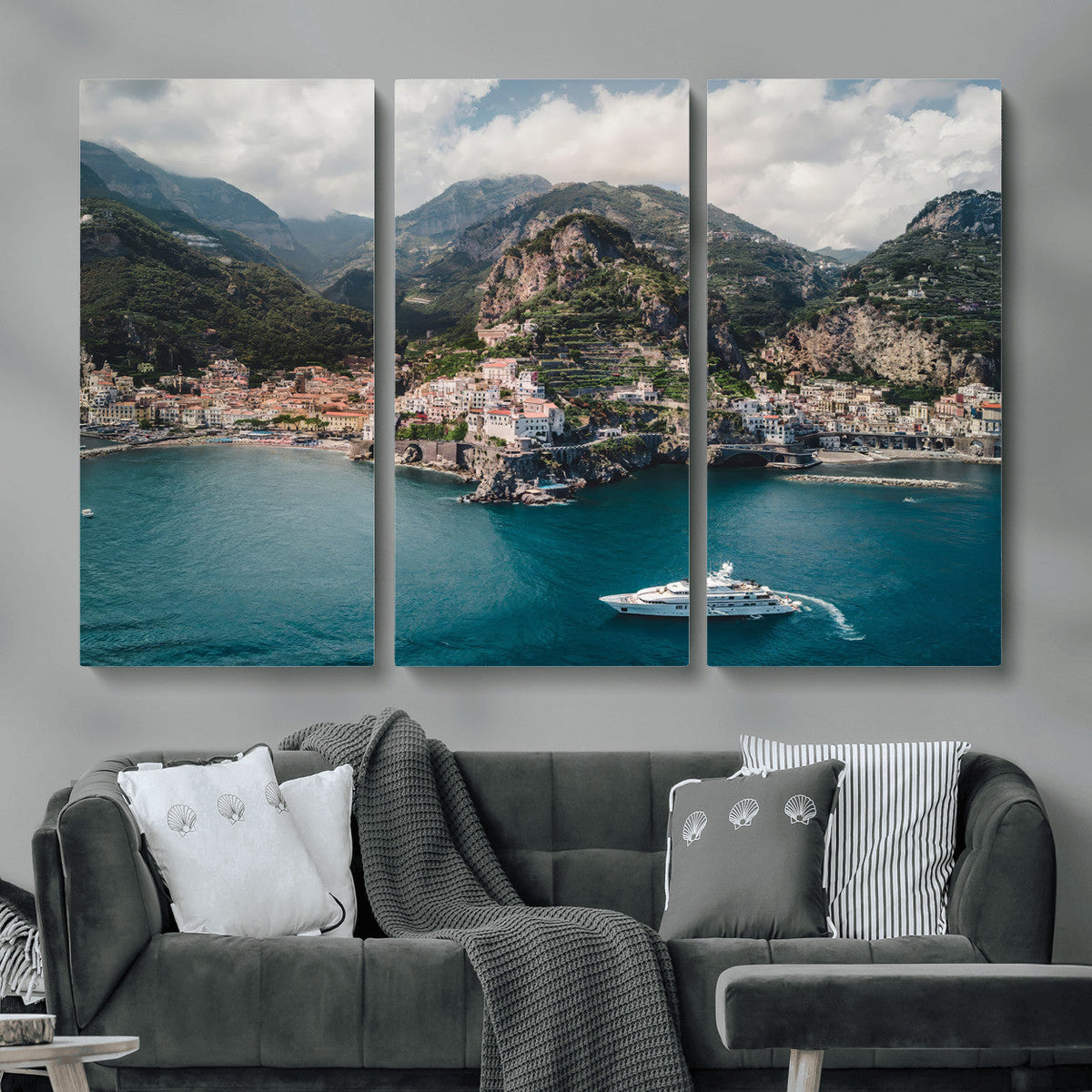 Amalfi Coast Wall Art | Framed Italian Seaside Canvas