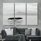 Whale Tail Wall Art | Framed Black White Ocean Canvas