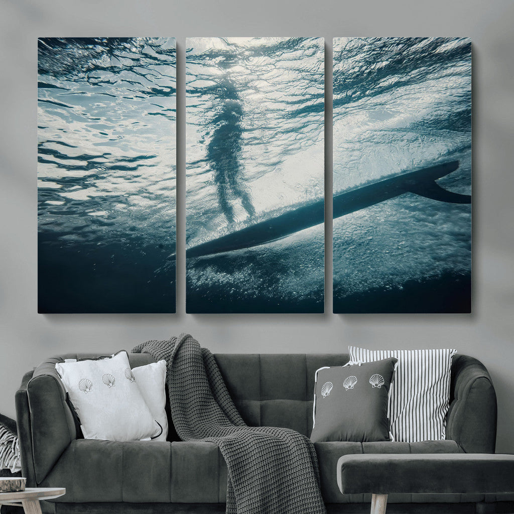Underwater Surf Wall Art | Framed Ocean Wave Canvas Artwork