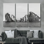 Coastal Wall Art | Framed Black White Ocean Canvas Artwork