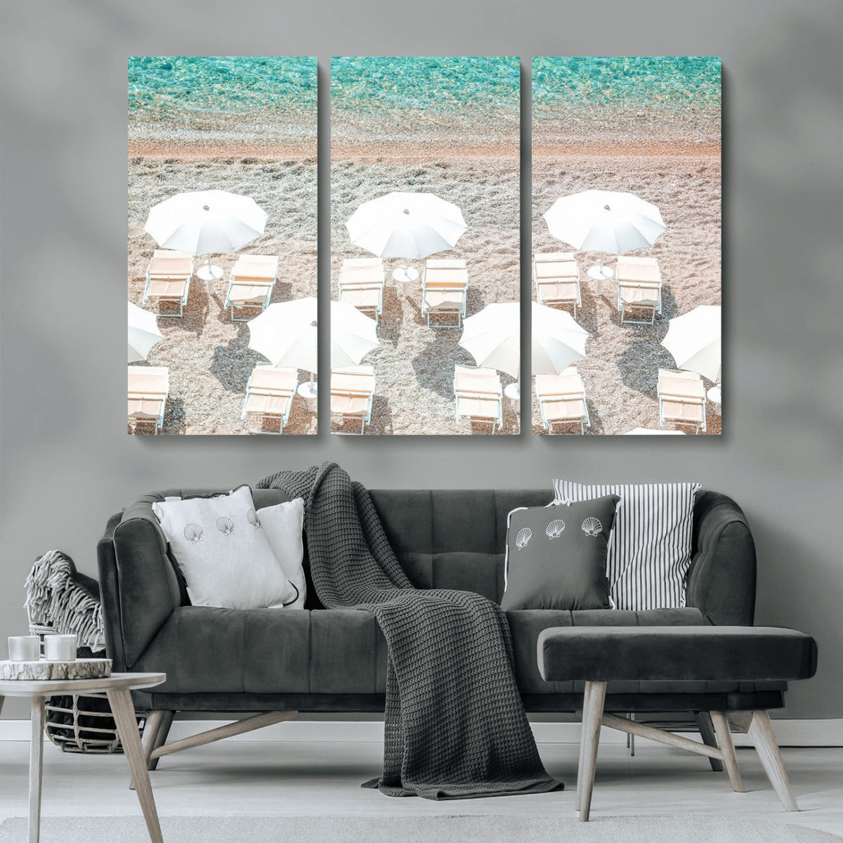 Calm Beach Wall Art | Framed Turquoise Water Canvas Artwork
