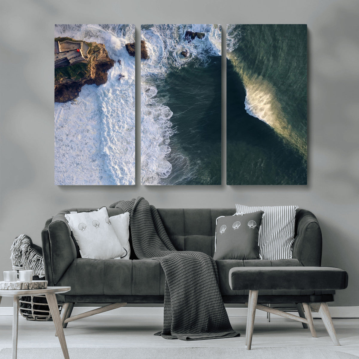 Ocean Wave Wall Art | Aerial Coastal View Canvas Artwork