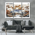 Modern Japanese Wall Art Canvas Print, Framed Abstract Mount Fuji Landscape, Yayoi Kusama Canvas Wall Art
