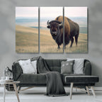 Bison Wall Art Canvas Print, Framed American Buffalo Rustic Western Artwork