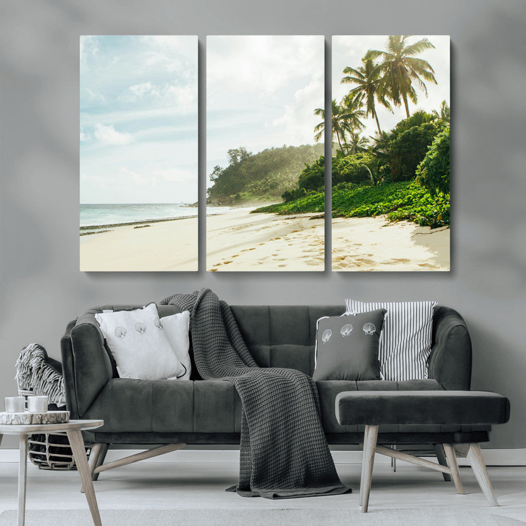 Relaxing Beach Wall Art Canvas Print, Framed Ocean View Coastal Serenity