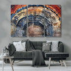 Tree Rings Wall Art Canvas Print, Framed Petrified Wood Modern Rustic