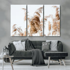 Pampas Grass Wall Art Canvas Print, Framed Neutral Tones Minimalist Boho