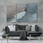 Ocean Waves Wall Art Canvas Print, Framed Coastal Serenity Surf Scene