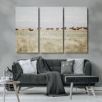 Bison Herd Wall Art Canvas Print, Framed Western Ranch Nature Scene