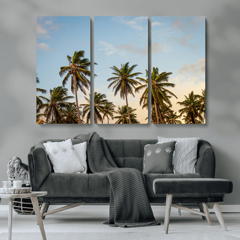 Palms Wall Art Canvas Print, Framed Tropical Coastal Nature Scene