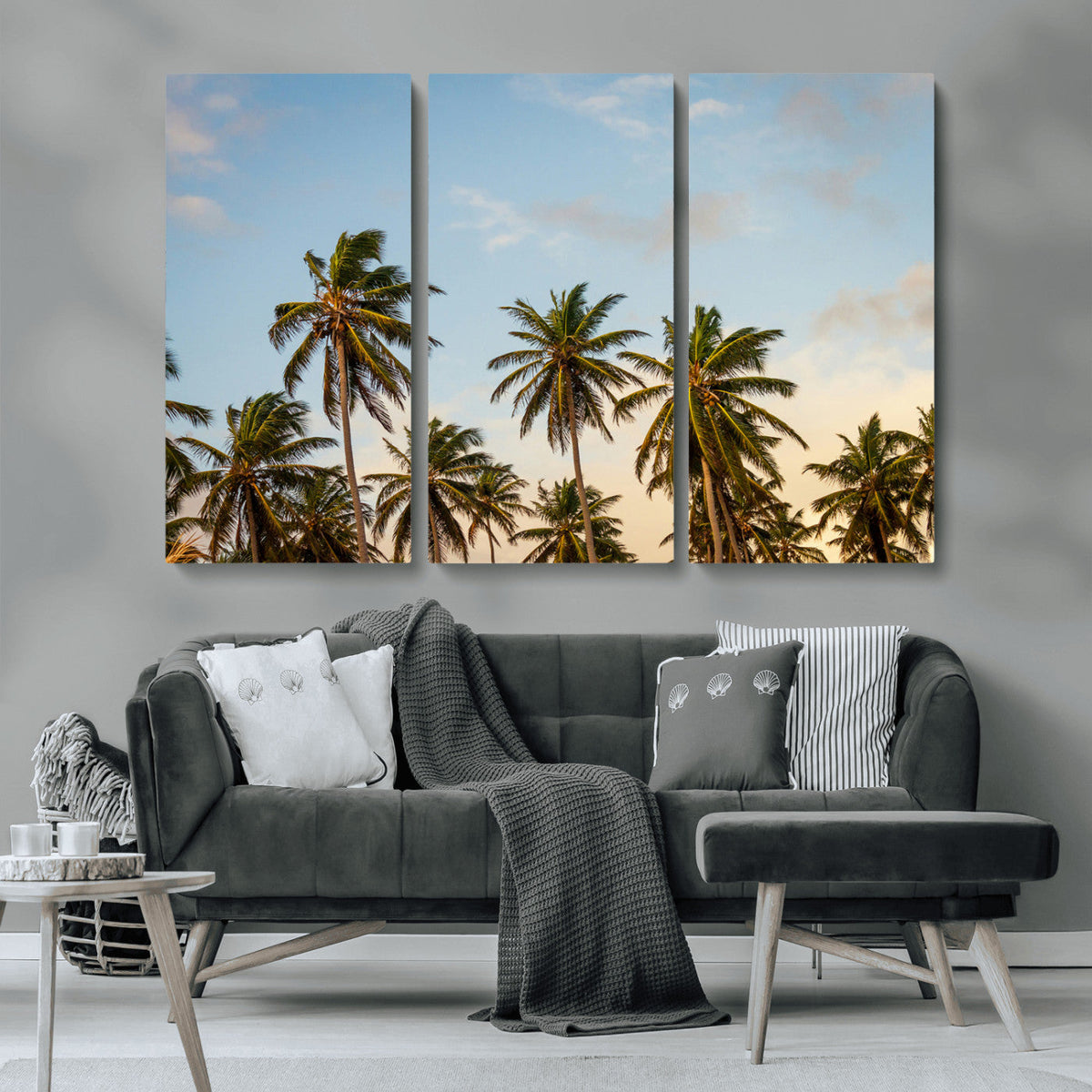 Palms Wall Art Canvas Print, Framed Tropical Coastal Nature Scene