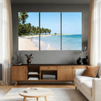 Palm Tree Coast Wall Art Canvas Print, Framed Island Getaway with Crystal Blue Water