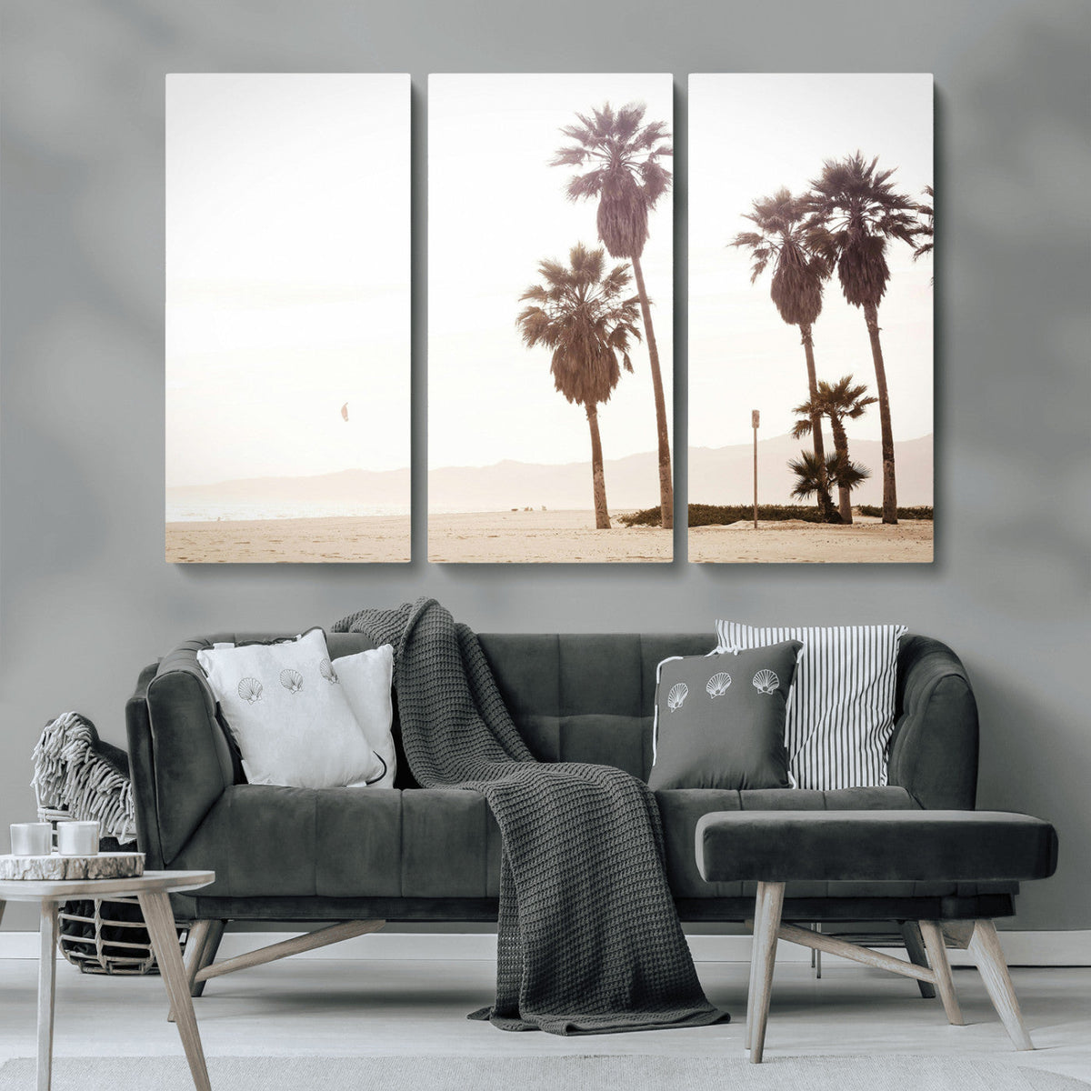 Coastal Light Wall Art Canvas Print, Framed Relaxing Shoreline Art, Minimalist Ocean Tropical Decor
