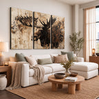 Moose Canvas Wall Art, Rustic Wildlife Painting Print