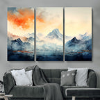 Warm Clouds Abstract Mountain Wall Art, Modern Landscape Canvas Print