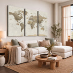 Detailed World Map Wall Art Canvas Print