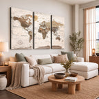 Modern World Map Canvas Print | Framed Travel Map Wall Art