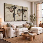 World Map Canvas Print, Detailed Map of the World, Adventure Gift for Couples and Anniversaries